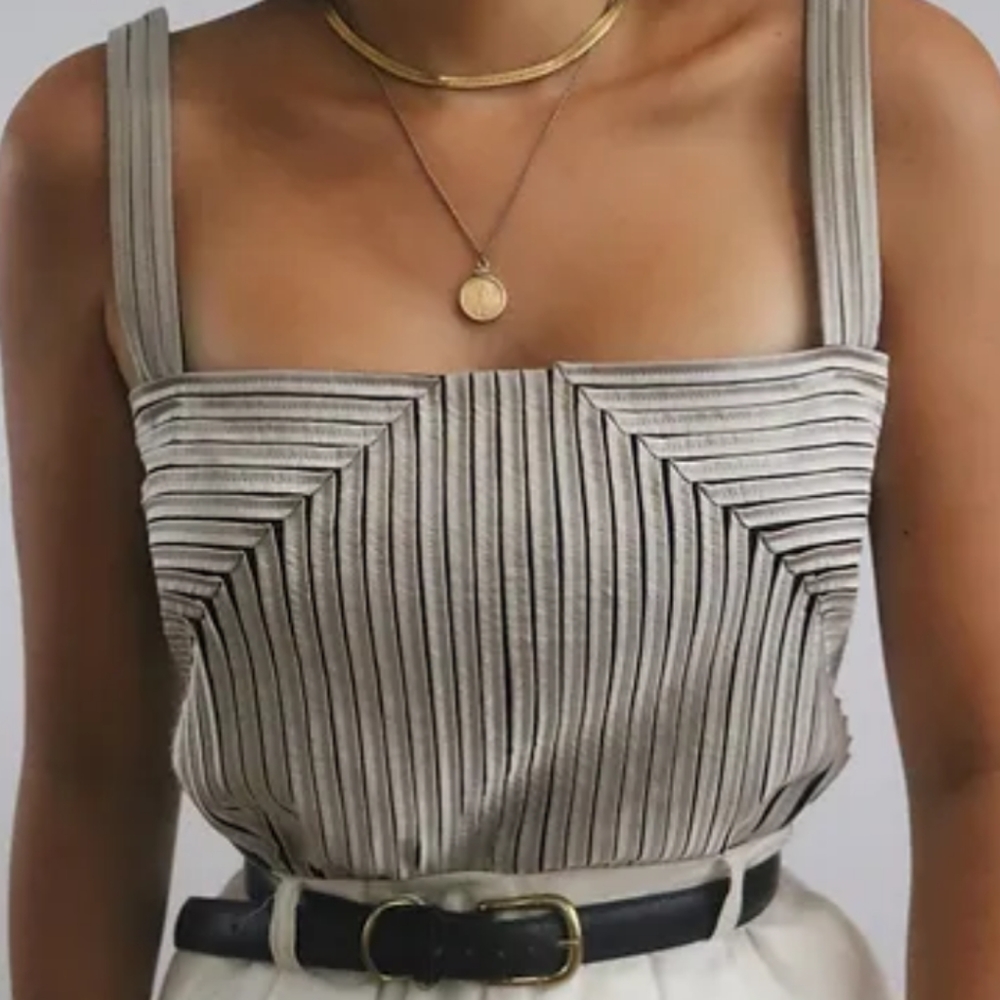 Silk silver textured tank top